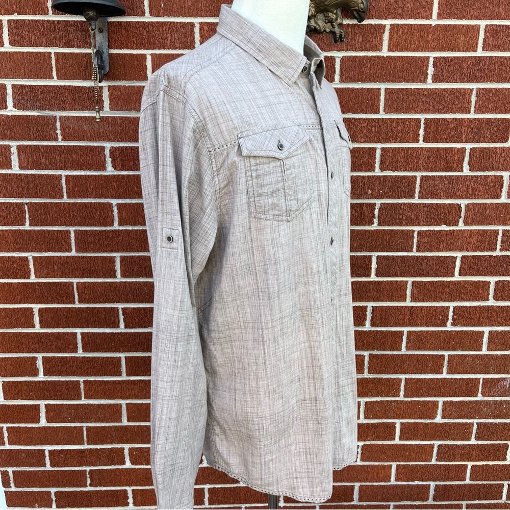 Prana Tan Button Down Two Pocket Adjustable Long Sleeve Chambray Men's XL - Picture 7 of 14